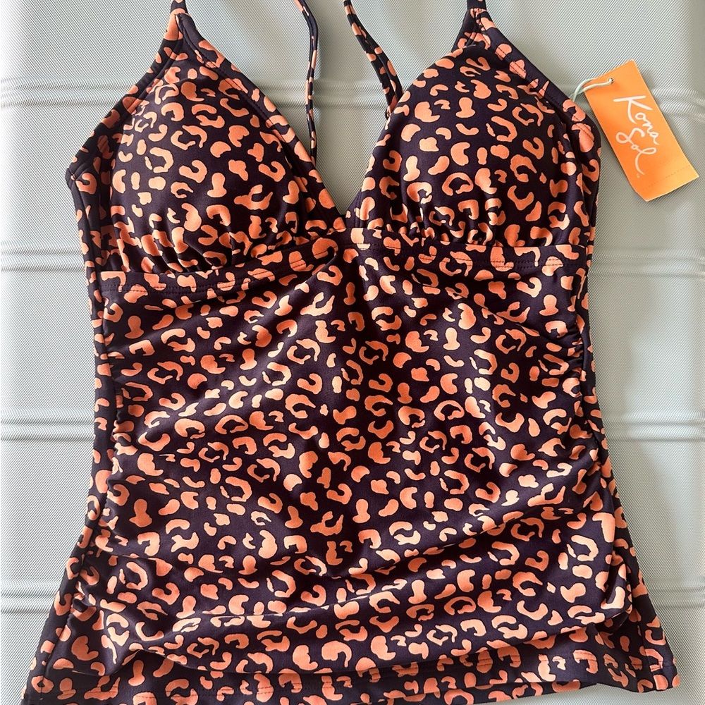 Kona Sol Navy Print Swim Top - size XS